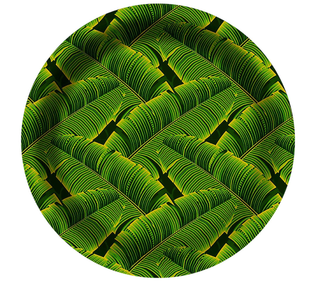 Disposable plate with Kela Patta design